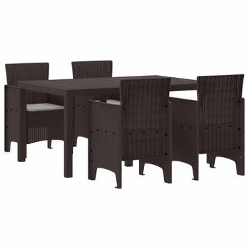 vidaXL Tuin Eetset 5 st Bruin Polt riet, Verzenden, Nieuw, 5 zitplaatsen