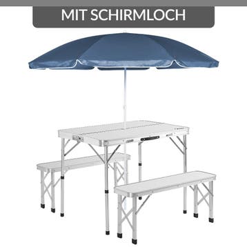 Campingtafel 3-delig Wit Aluminium Inklapbaar (Voor in Huis), Verzenden, Nieuw