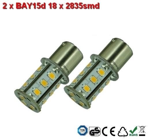 2x BAY15d-18x2835smd- Cool-Wit 10-36v Navigatie, Auto diversen, Auto-accessoires, Verzenden