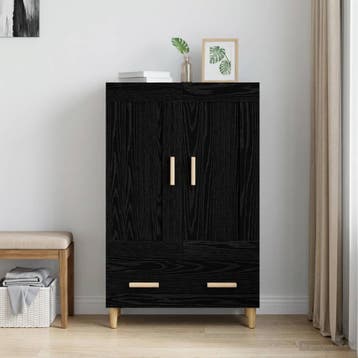 vidaXL buffetkast Zwart eiken 70 x 31 x 115 cm Bewerkt hout, Huis en Inrichting, Kasten | Buffetkasten, Minder dan 50 cm, Verzenden