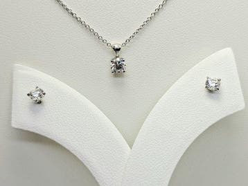 3-delige sieradenset - 14 karaat Witgoud - 0.80ct. tw.