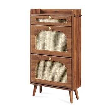 Schoenenkast Virievarnu met 2 kleppen 111x60x24 cm walnootkl, Huis en Inrichting, Verzenden, Nieuw