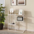 [en.casa] Console tafel Strömstad sidetable 80x80x26 cm wit, Huis en Inrichting, Tafels | Sidetables, Verzenden, Nieuw