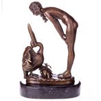 Figuur - Art Deco Bronzefigur Frau mit Pelikan - Brons,