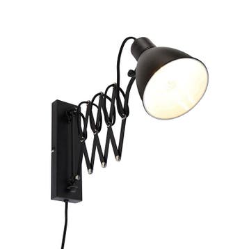 Industriële wandlamp zwart met verstelbare arm - Merle, Huis en Inrichting, Lampen | Wandlampen, Verzenden, Nieuw, Industrieel