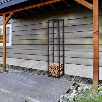 Houtopslag | Brandhoutrek | Houtrek | 50x25x196cm | Staal, Tuin en Terras, Haardhout, Verzenden