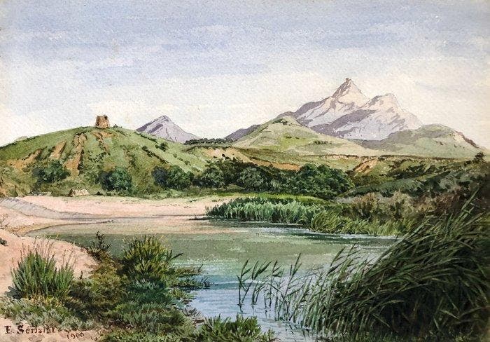 E. Seriziat - Vue de Collioure, Argelès, Antiek en Kunst, Kunst | Schilderijen | Klassiek