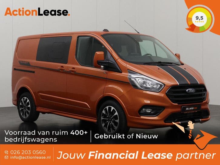 Ford Transit Custom Dubbel cabine L1 H1 2023 Diesel, Auto's, Ford, Dealer onderhouden, Te koop, Zwart, Automaat, Financial lease