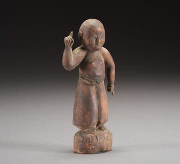 Beeld van Baby Siddhartha Boeddha - Buxushout - Japan - Edo, Antiek en Kunst