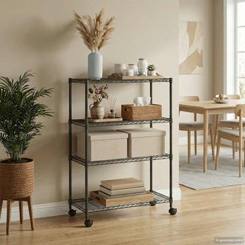 vidaXL Opbergrek 4-laags met wielen 200 kg 90x35x142 cm, Verzenden, Nieuw