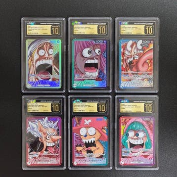 Bandai - 6 Card - One Piece - Monkey D. Luffy,Enel, Perona,, Nieuw