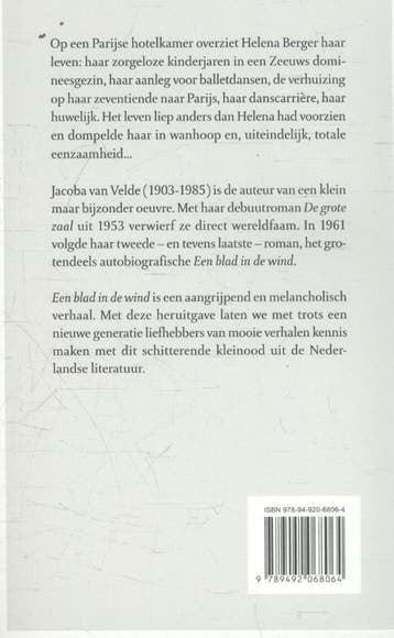 Een blad in de wind 9789492068064 Jacoba van Velde, Verzenden, Zo goed als nieuw, Jacoba van Velde