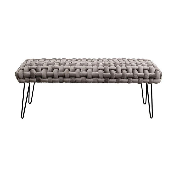 *WOONWINKEL* Kare Design Weave Grey Grijs Bankje Gewoven Flu, Huis en Inrichting, Banken | Bankstellen, Nieuw, Verzenden