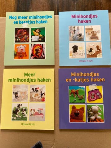 4 Boeken - Minihondjes, Katten en Dieren Haken, Verzenden, Zo goed als nieuw, Breien en Haken
