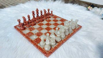 Schaakspel - ORIGINAL LELU CHESS SET 100% Rode Jaspis