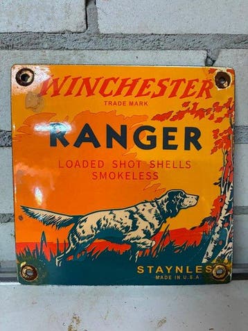 Winchester Ranger Staynless emaille reclamebord – Loaded