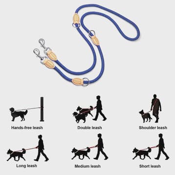 Verstelbare Nylon Dubbele Hondenlijn - Handsfree en Multifun, Verzenden, Nieuw