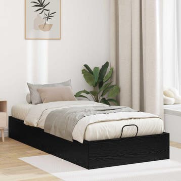 vidaXL Ottoman Bedframe Zwart eiken 100 x 200 cm, Eenpersoons, Verzenden, Zwart, Nieuw