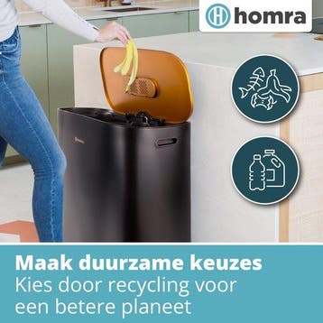 2dekans | Homra Rockx Prullenbak 60 Liter - Duo Pedaalemmer, Ophalen of Verzenden, Zo goed als nieuw