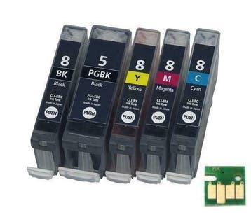 Set Canon PGI 5 & CLI 8 serie MET CHIP compatible € 6,75, Verzenden, Nieuw, Canon