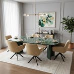 Green Marble Eetkamertafel  Marmer onderstel  140x90, Nieuw