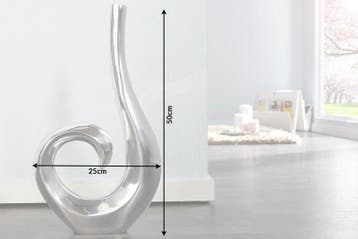 Moderne vaas WAVE 47cm zilver aluminium gepolijst decoratie, Ophalen of Verzenden, Nieuw