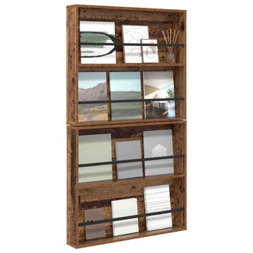 vidaXL Tijdschrift Rek 2 pcs Oudhout 80 x 12 x 70 cm Bewerkt, Verzenden, Nieuw