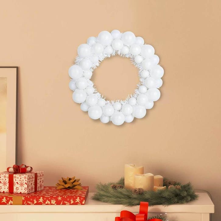 vidaXL Kerstbal Kransen 2 pcs Wit 33 x 33 x 7 cm Polystyreen, Diversen, Kerst, Nieuw, Verzenden