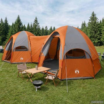 vidaXL Gezinstent met regenzeil waterdicht 14-persoons Grijs, Caravans en Kamperen, Tenten, Verzenden, Nieuw, Tot en met 2