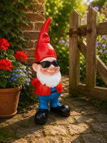 Beeld, funny gnome with sunglasses - 41 cm - polyresin