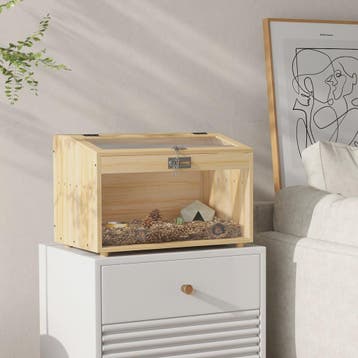 PawHut Houten Hamsterkooi met Acryl Venster - 55x35x35 cm, Dieren en Toebehoren, Verzenden, Nieuw
