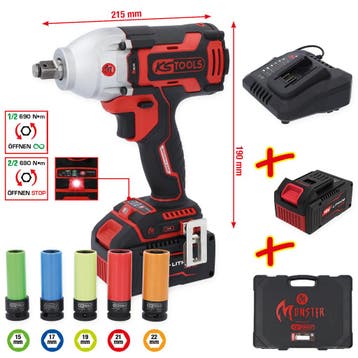 KS Tools eMONSTER 1/2 Brushless Accu-Slagmoersleutelset, Auto diversen, Autogereedschap, Verzenden, Nieuw