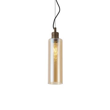 Hotel Chique hanglamp donker brons met amber glas - Stavelot, Verzenden, Nieuw, Design