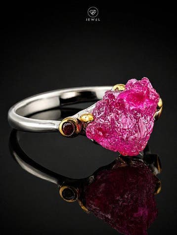 Roze robijn statement ring - 925 sterling zilver -