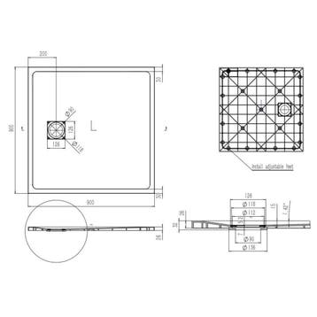 Douchebak AquaSplash Naxos SMC 90x90 cm Stone-look Mat Wit, Doe-het-zelf en Verbouw, Ophalen of Verzenden, Nieuw