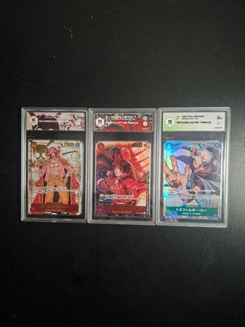 Bandai - 3 Graded card - One Piece - Graad 10, Nieuw