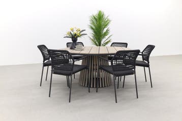 Taste Barista/GI Trinxa ronde stapelbare tuinset - 148 cm., Verzenden, Nieuw, Rvs, Tuinset