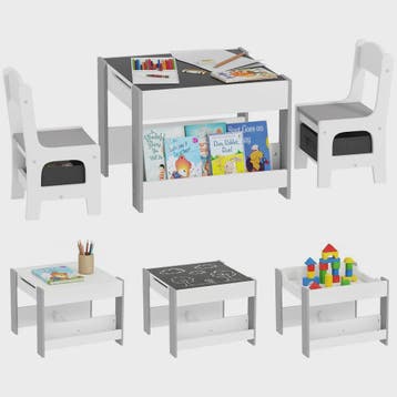 HOMCOM Kinder Tafel en Stoelen Set: 3 Delig met Opbergruimte, Verzenden, Nieuw