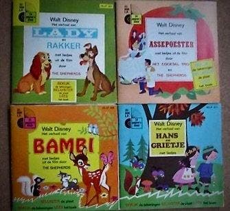 Walt Disney - 4 mini LPs Disneyland Records Luister- en, Nieuw