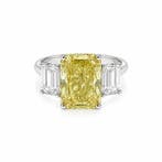 Ring - 14 karaat Witgoud - 7.21ct. tw. Geel Diamant (Fancy, Nieuw