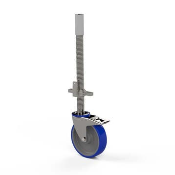 Zwenkwiel nylon 200 mm op stalen spindel 375 KG, Doe-het-zelf en Verbouw, Verzenden, Nieuw