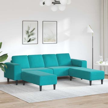 vidaXL Woonkamer Bank 3 st Turquoise, Verzenden, Nieuw, Kunststof, 150 tot 200 cm