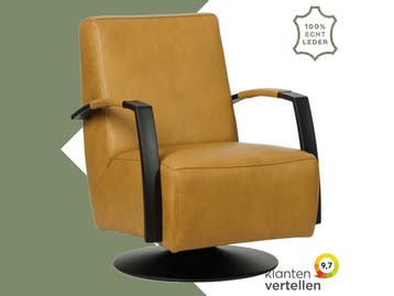 Leren draaifauteuil Mood, Huis en Inrichting, Fauteuils, Nieuw, Ophalen of Verzenden, 50 tot 75 cm, Industrieel, Modern