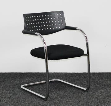 Vergaderstoel Vitra Visavis 1 - Zwart / Chroom, Huis en Inrichting, Ophalen of Verzenden, Gebruikt