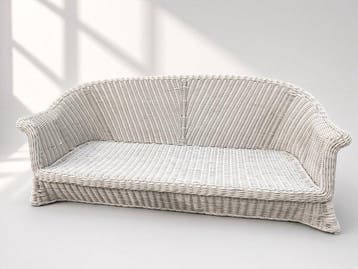 Sofa - Grote vintage witte rieten bank – 210 cm hoge
