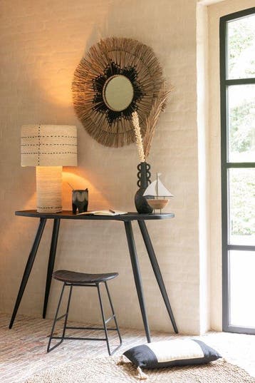 J-Line console Ovaal - hout - zwart -  – Nieuw, Verzenden, Nieuw