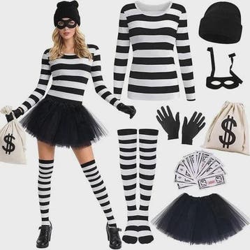 Dames Bankrover Kostuum Set - Halloween, Carnaval & Feest Ou, Verzamelen, Verzenden, Nieuw
