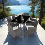 Wicker zitgroep Porto 6+1 met beschermhoes - grijs/wit, Verzenden, Nieuw