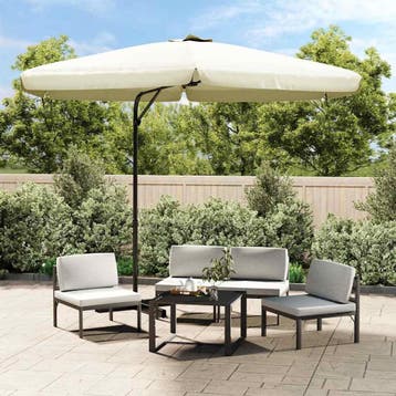 vidaXL Parasol met stalen paal 300 cm zandwit, Verzenden, Nieuw, 3 tot 4 meter