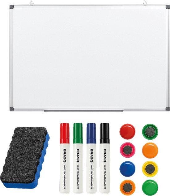 2dekans | BRASQ Whiteboard 60x90 cm magnetisch – met, Huis en Inrichting, Woonaccessoires | Memoborden, Zo goed als nieuw, Ophalen of Verzenden